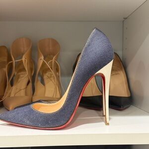 Christian Louboutin Denim Blue Heels with Red Soles
